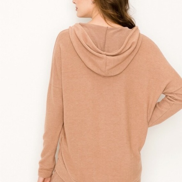 Cozy Matching Pant Hoodie Set Loungewear Tan - Picture 2 of 6